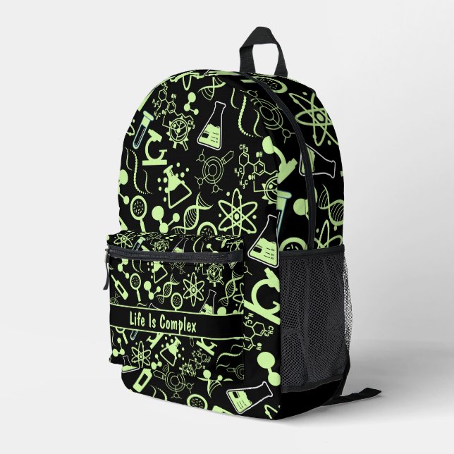 Sac À Dos Imprimé néon moderne biochimie jaune vie complexe (Coin arrière droit)