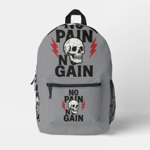 Sac À Dos Imprimé No Pain No Gain - Graphique de crâne gras et de fo
