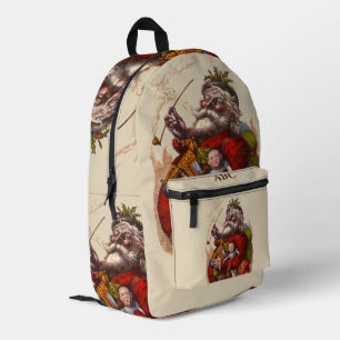 Sac À Dos Imprimé Noël vintage, jouets en pipe de Père Noël victorie