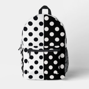 Sac À Dos Imprimé Noir Blanc demi-couleur fractionné en Pois Inverse