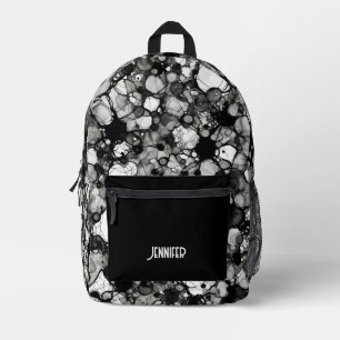 Sac À Dos Imprimé Noir Blanc Motif Encre d'alcool personnalisée