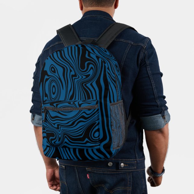Sac à dos imprimé noir bleu Vagues - Votre couleur (Insitu (Modèle))