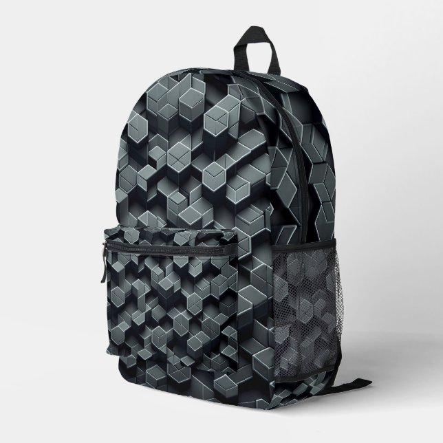 Sac À Dos Imprimé Noir et anthracite Gris Honeycomb (Coin arrière droit)