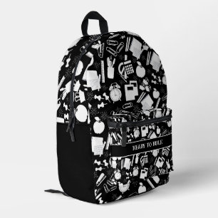Sac À Dos Imprimé noir et blanc Fournitures scolaires Motif