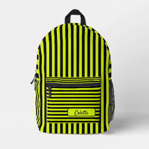 Sac À Dos Imprimé Noir jaune néon Vintage Nom trié
