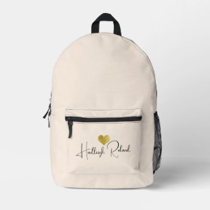 Sac À Dos Imprimé Nom Calligraphie Monogramme Cœur