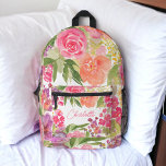 Sac À Dos Imprimé Nom de fleur sauvage vintage<br><div class="desc">Élégant sac à dos de fleurs d'été vintage,  brillant et audacieux,  avec des fleurs d'été surdimensionnées et un script de brosse avec une typographie de calligraphie moderne avec des fleurs d'orange,  de vert et de jaune vibrantes.</div>