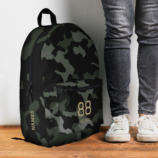 Sac À Dos Imprimé Nom de la caméra Numéro Retour à l'école Camouflag (Camo Name Number Back to School Camouflage Modern Printed Backpack
)