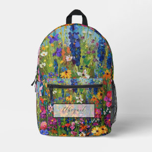 Sac À Dos Imprimé Nom de la peinture du champ fleur sauvage