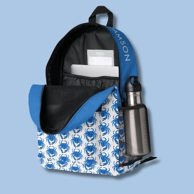 Sac À Dos Imprimé Nom de motif de crabe bleu (Crab pattern blue backpack)