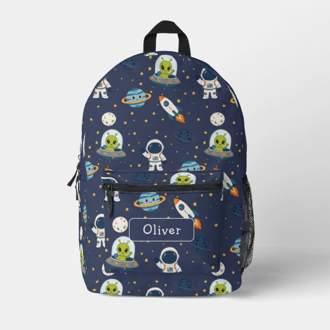 Sac À Dos Imprimé Nom d'école pour enfants de fusée d'alien d'astron (Recto)