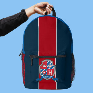 Sac À Dos Imprimé Nom d'Hudson signifiant chevalier bleu rouge
