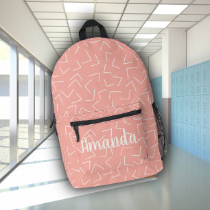 Sac À Dos Imprimé Nom du monogramme des flèches géométriques roses