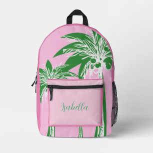 Sac À Dos Imprimé Nom du monogramme du palmier rose pâle