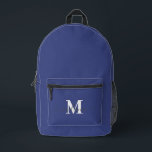 Sac À Dos Imprimé Nom du monogramme personnalisé bleu marine<br><div class="desc">Monogramme personnalisé bleu marine moderne Nom Sac à dos imprimé</div>