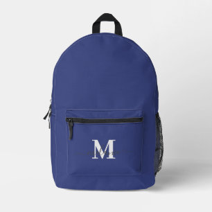 Sac À Dos Imprimé Nom du monogramme personnalisé bleu marine
