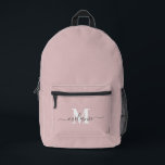 Sac À Dos Imprimé Nom du monogramme personnalisé Dusty Rose moderne<br><div class="desc">Séjournez élégant et organisé avec ce sac à dos imprimé moderne Dusty rose personnalisé Monogramme Nom. Doté d'une teinte rose poussiéreuse douce et muette, ce sac à dos offre un look chic et sophistiqué, parfait pour une utilisation quotidienne, l'école, le travail ou le voyage. Personnalisez-le avec votre monogramme ou votre...</div>