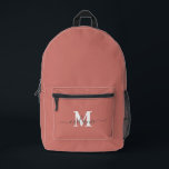 Sac À Dos Imprimé Nom du monogramme personnalisé rose moderne<br><div class="desc">Monogramme personnalisé rose moderne Nom Sac à dos imprimé</div>