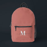 Sac À Dos Imprimé Nom du monogramme personnalisé rose moderne<br><div class="desc">Monogramme personnalisé rose moderne Nom Sac à dos imprimé</div>