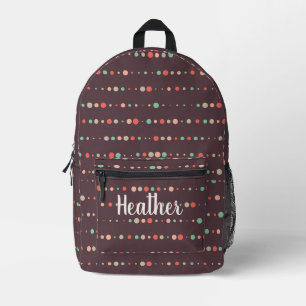 Sac À Dos Imprimé Nom du monogramme Pois rouge foncé