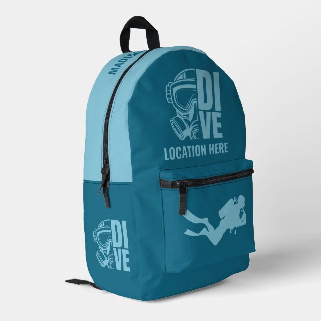 Sac À Dos Imprimé Nom et emplacement personnalisés Plongée sous-mari (Coin arrière gauche)