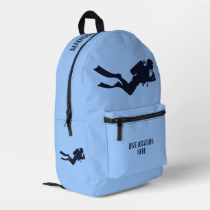 Sac À Dos Imprimé Nom et emplacement personnalisés Scuba Diver