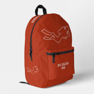 Sac À Dos Imprimé Nom et emplacement personnalisés Scuba Diver