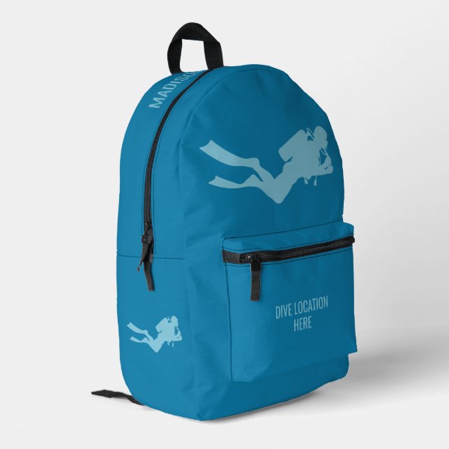 Sac À Dos Imprimé Nom et emplacement personnalisés Scuba Diver (Coin arrière gauche)
