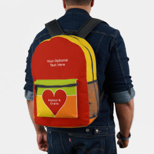 Sac À Dos Imprimé Nom et texte personnalisés du Motif de coeur