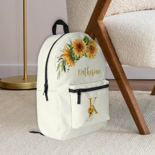 Sac À Dos Imprimé Nom monogramme floral mignon personnalisé