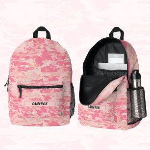 Sac À Dos Imprimé Nom personnalisé Camouflage rose clair