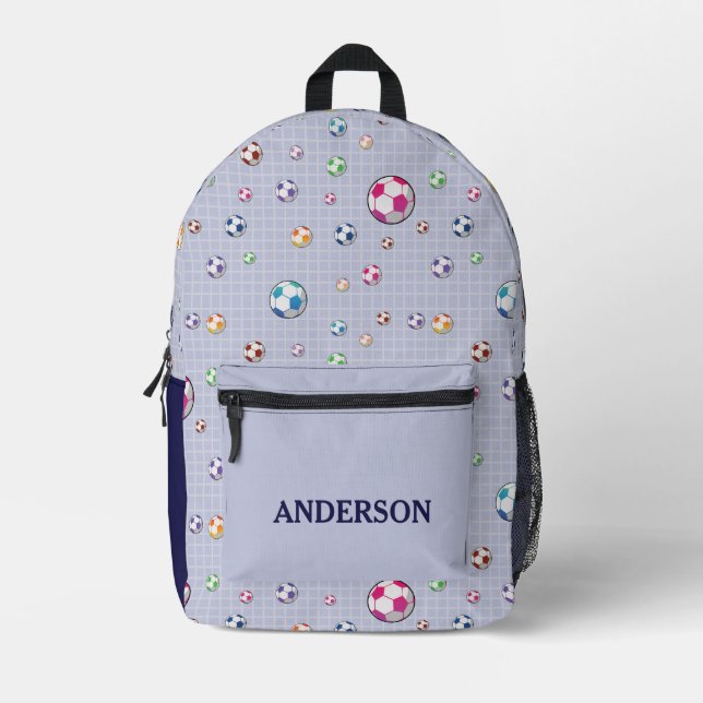 Sac À Dos Imprimé Nom personnalisé Cool Sports Soccer Motif de balle (Recto)