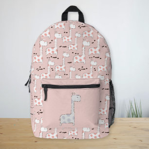 Sac À Dos Imprimé Nom personnalisé Cute Giraffe Motif fille rose