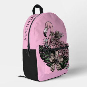 Sac À Dos Imprimé Nom personnalisé et couleur Flamant rose rose
