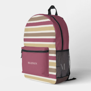 Sac À Dos Imprimé Nom personnalisé et monogramme Retro Stripes Motif