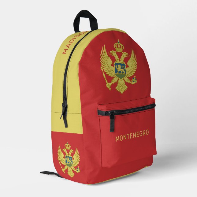Sac À Dos Imprimé Nom personnalisé et texte Monténégro Indicateur (Coin arrière gauche)