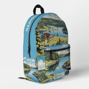 Sac À Dos Imprimé Nom personnalisé Finlande Illustrations de la natu
