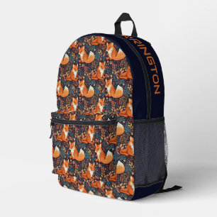 Sac À Dos Imprimé Nom personnalisé Foxes et Motif de feuilles