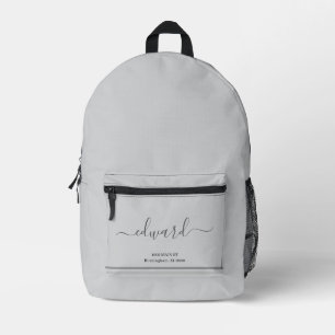 Sac À Dos Imprimé Nom personnalisé gris clair