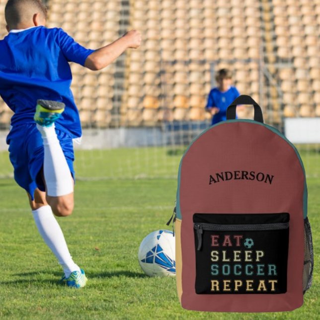Sac À Dos Imprimé Nom personnalisé Manger Sleep Soccer Répéter (Créateur téléchargé)
