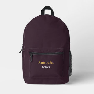 Sac À Dos Imprimé Nom personnalisé minimaliste moderne bordeaux