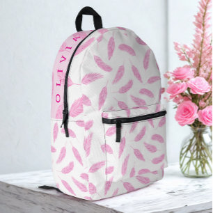 Sac À Dos Imprimé Nom personnalisé moderne Flamant rose Père Rose cl
