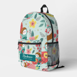 Sac À Dos Imprimé Nom personnalisé moderne Motif d'oiseaux