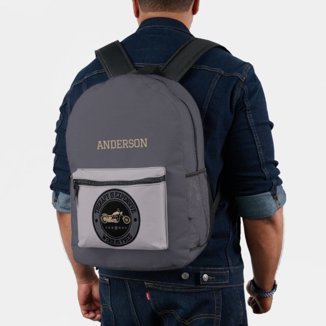 Sac À Dos Imprimé Nom personnalisé moderne Motorcycle Monogramme (Insitu (Modèle))