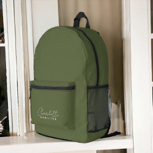Sac À Dos Imprimé Nom personnalisé moderne tons verts