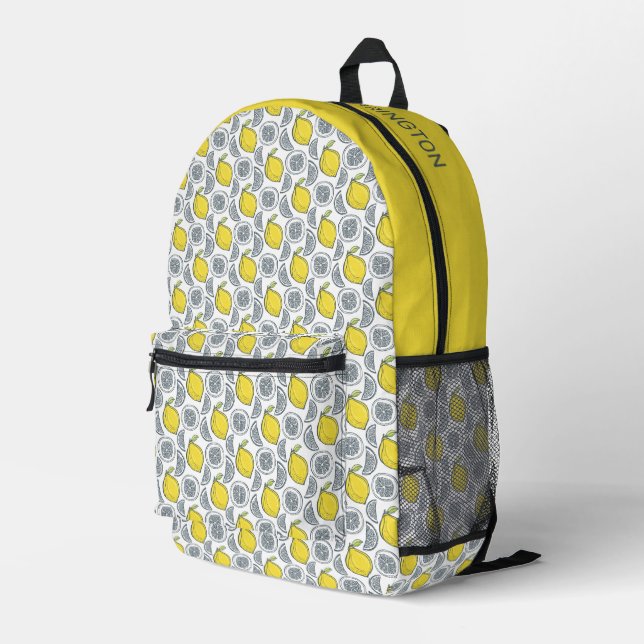 Sac À Dos Imprimé Nom personnalisé Motif citron (Coin arrière droit)