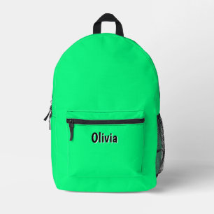 Sac À Dos Imprimé Nom personnalisé Neon Spring Green et Black 3D