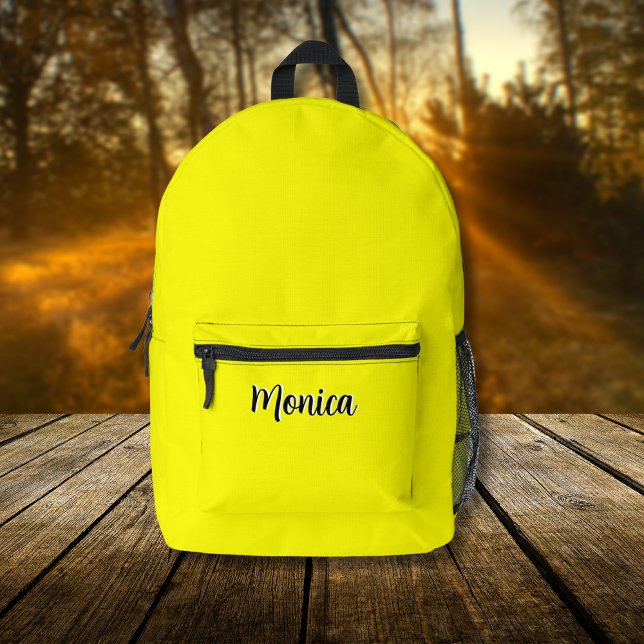 Sac À Dos Imprimé Nom personnalisé Neon Yellow et Black 3D (Créateur téléchargé)