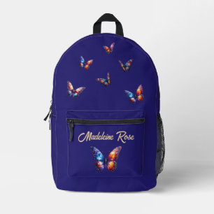 Sac À Dos Imprimé Nom personnalisé Papillons brillants en vol