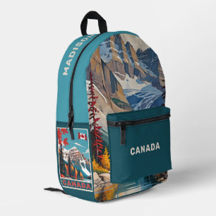 Sac À Dos Imprimé Nom personnalisé Poster de voyage Canada